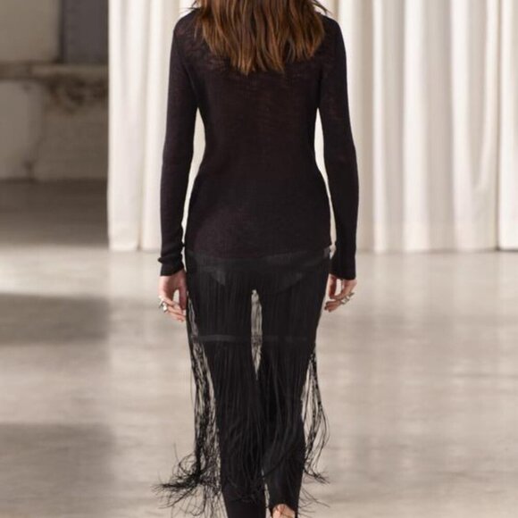 ZARA COTTON RIBBED JERSEY TURTLENECK - Picture 8 of 9